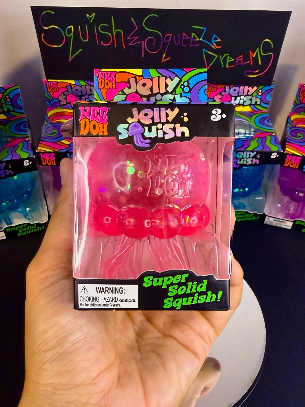 Needoh 3 PK Jellysquish BUNDLE - Glitter PURPLE + BLUE + PINK - Picture 8 of 15